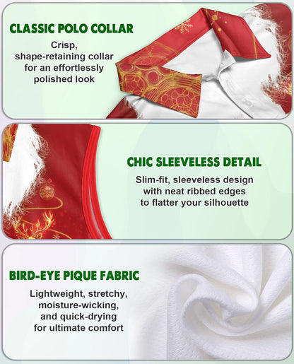 Santa Claus Christmas Costume Sleeveless Polo Shirt for Women | Netecom