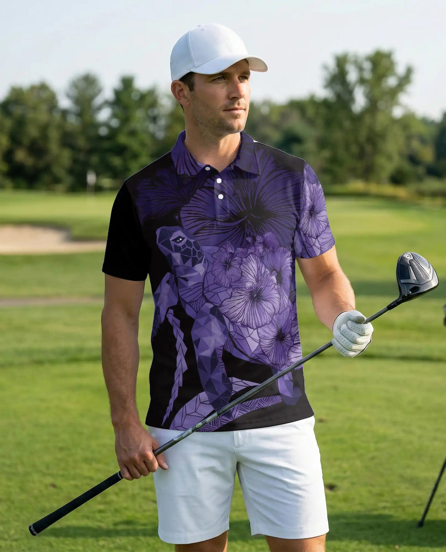 Sea Turtle Polo Shirt – Tropical Hibiscus Print | Netecom