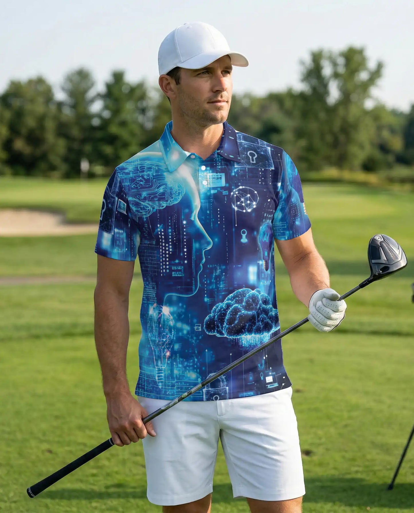 AI Technology Polo Shirt – Futuristic Digital Print | Netecom