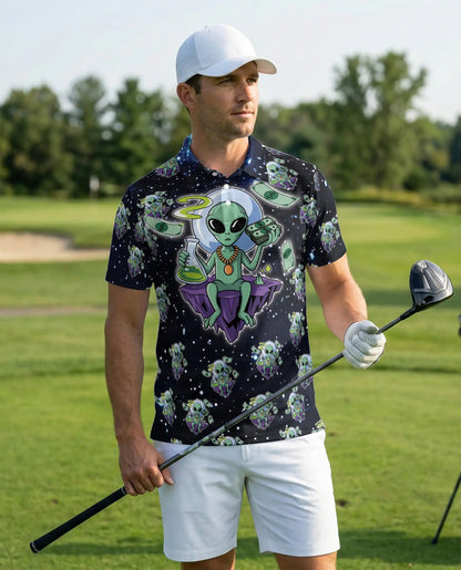 Funny Alien 3D Polo Shirt for Men – Space Cartoon Sci-Fi Style | Netecom