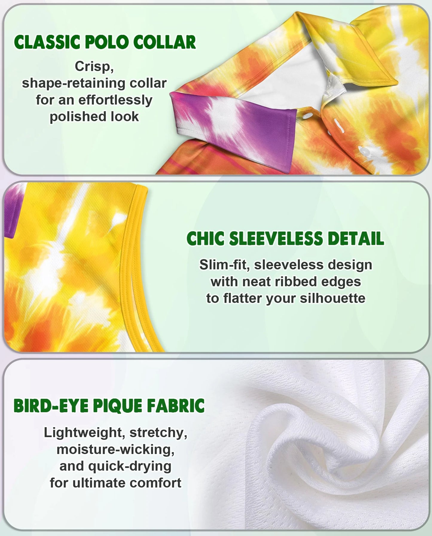 Tie Dye 3D Sleeveless Polo Shirt for Women | Netecom