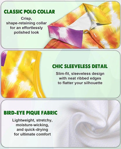Tie Dye 3D Sleeveless Polo Shirt for Women | Netecom