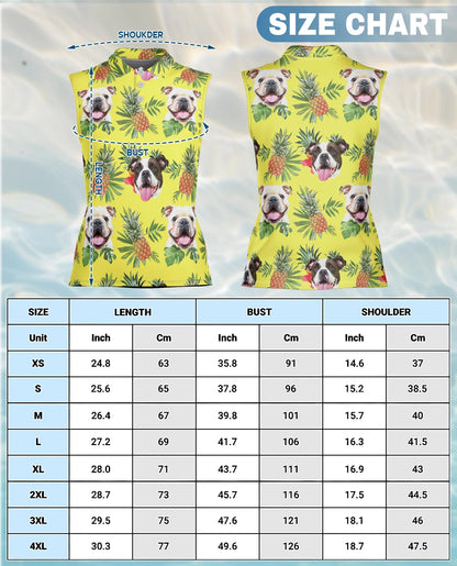 English Bulldog Tropical Sleeveless Polo Shirt for Women | Netecom