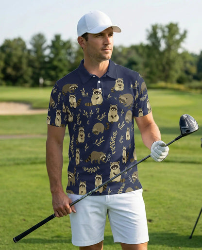 Raccoon Polo Shirt – Woodland Animal Print | Netecom
