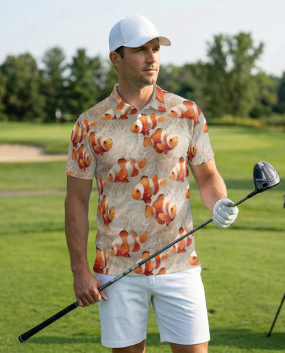 Clownfish Ocean Reef Polo Shirt Tropical Marine Life Coastal Pattern | Netecom