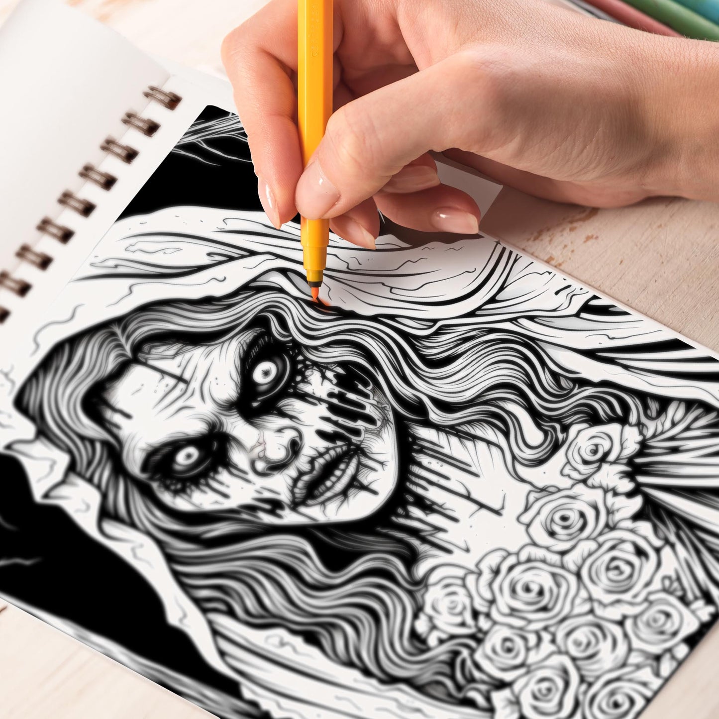 Zombie Bride Spiral Bound Coloring Book, Embrace the Unconventional with 30 Captivating Coloring Pages of Bride Zombies