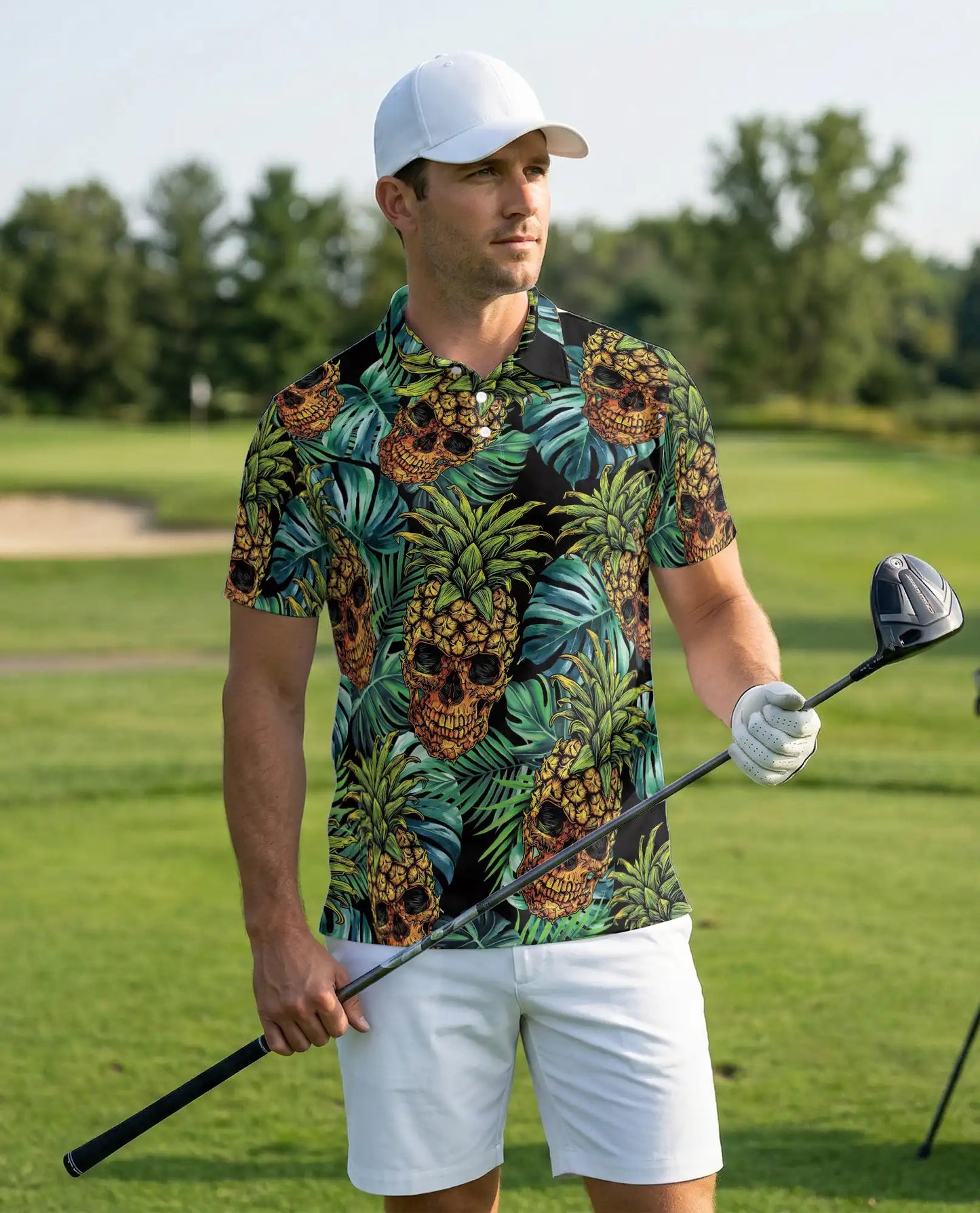 Pineapple Skull Polo Shirt - Tropical Gothic Island Style | Netecom