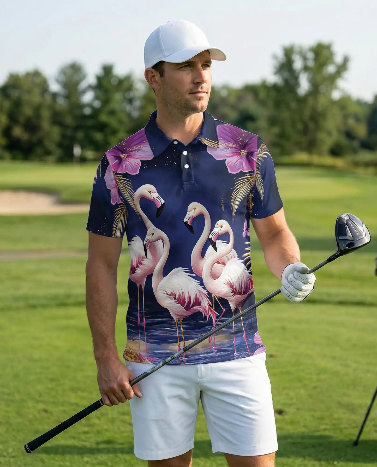 Flamingo Polo Shirt – Tropical Floral Print | Netecom