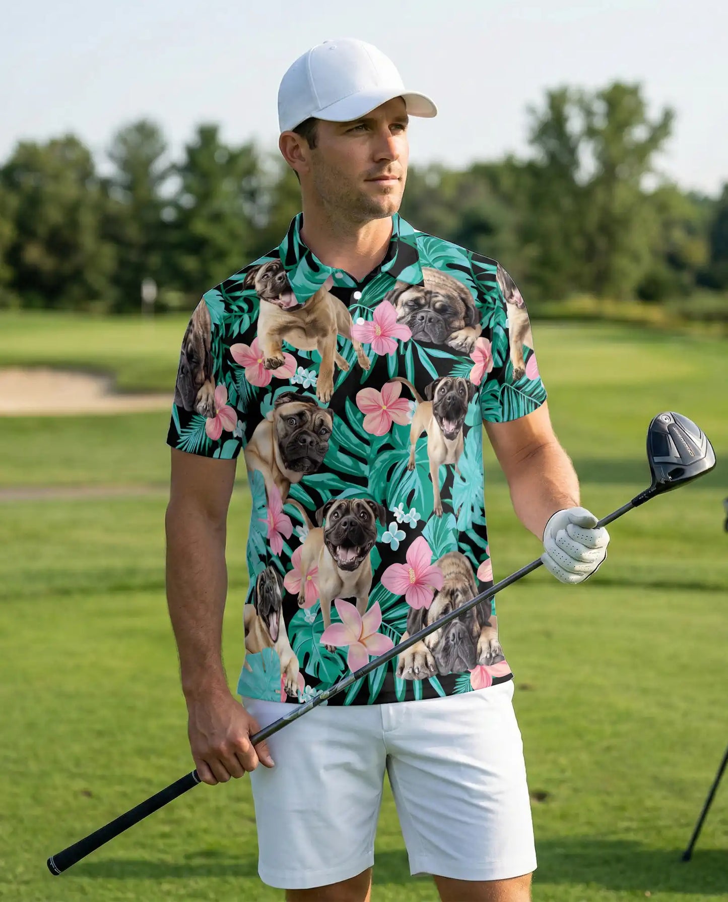 Pug Tropical Floral Polo Shirt | Netecom