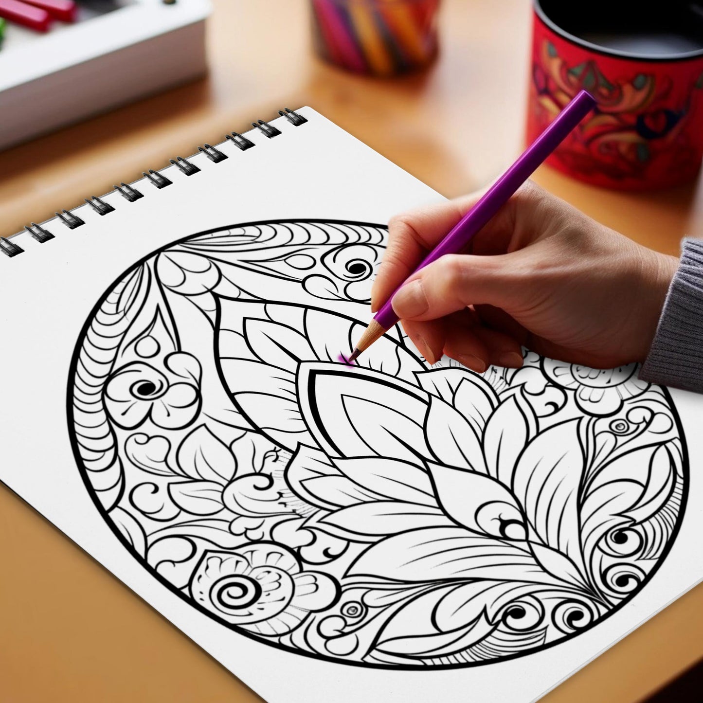 Easter Egg Spiral Bound Coloring Book, Explore 30 Captivating Coloring Pages, Showcasing Mandala Easter Eggs with Exquisite Patterns and Detail