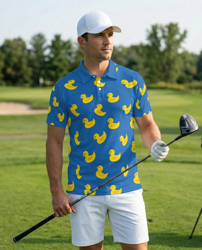 Funny Rubber Duck 3D Polo Shirt for Men – Cute Minimal Cartoon Style | Netecom