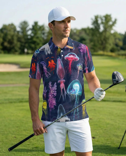 Jellyfish Polo Shirt – Colorful Deep Sea Ocean Print | Netecom