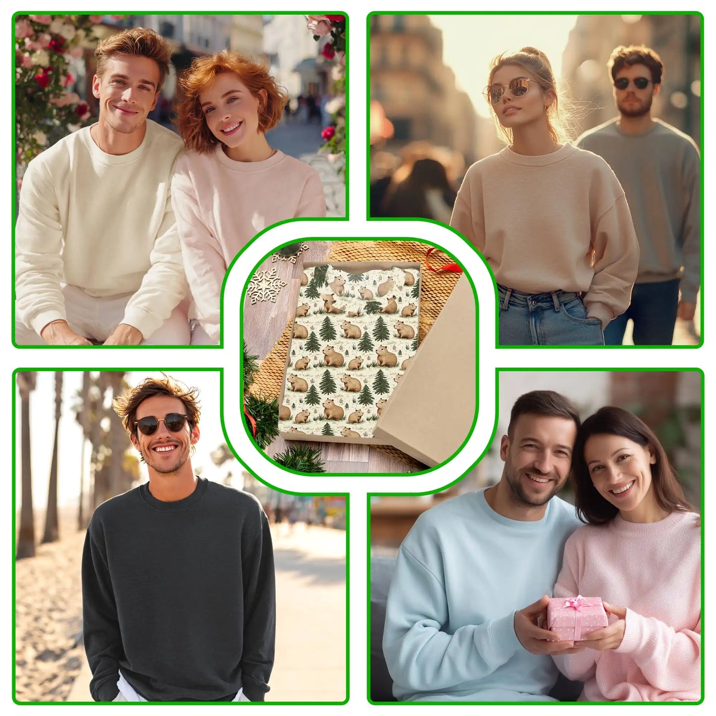 Cute Capybara Forest Pattern Sweatshirt, 3D All Over Print Woodland Animal Crewneck Pullover for Men Women, Capybara Lover Gift - Netecom