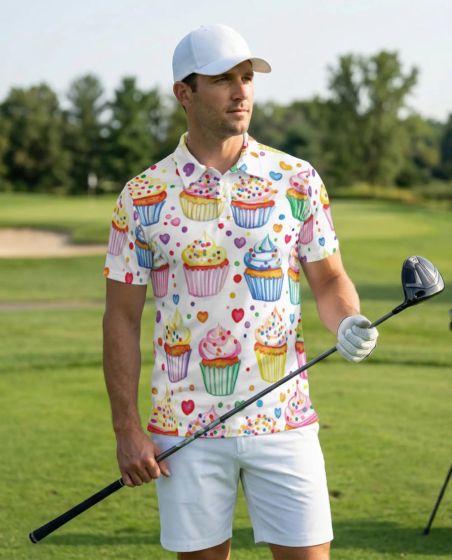 Cupcake 3D Polo Shirt for Men – Sweet Dessert Candy Style | Netecom