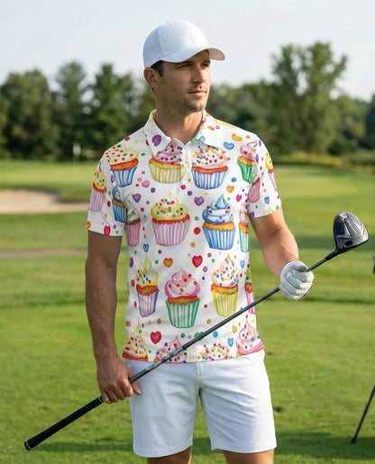 Cupcake 3D Polo Shirt for Men – Sweet Dessert Candy Style | Netecom