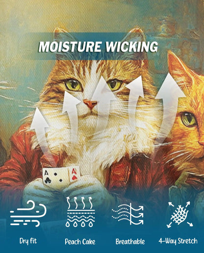 Vintage Cat Poker 3D Polo Shirt for Men – Funny Animal Card Game | Netecom