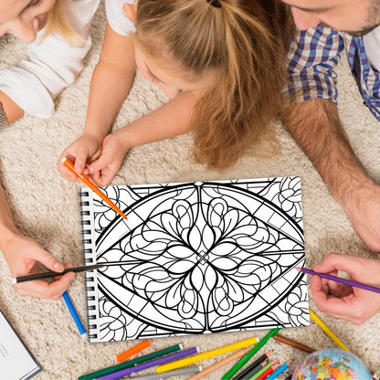 Stained Glass Pattern Spiral Bound Coloring Book, Intricate Stained Glass Patterns for a Colorful and Creative Challenge, Great for Art Enthusiasts and Crafters