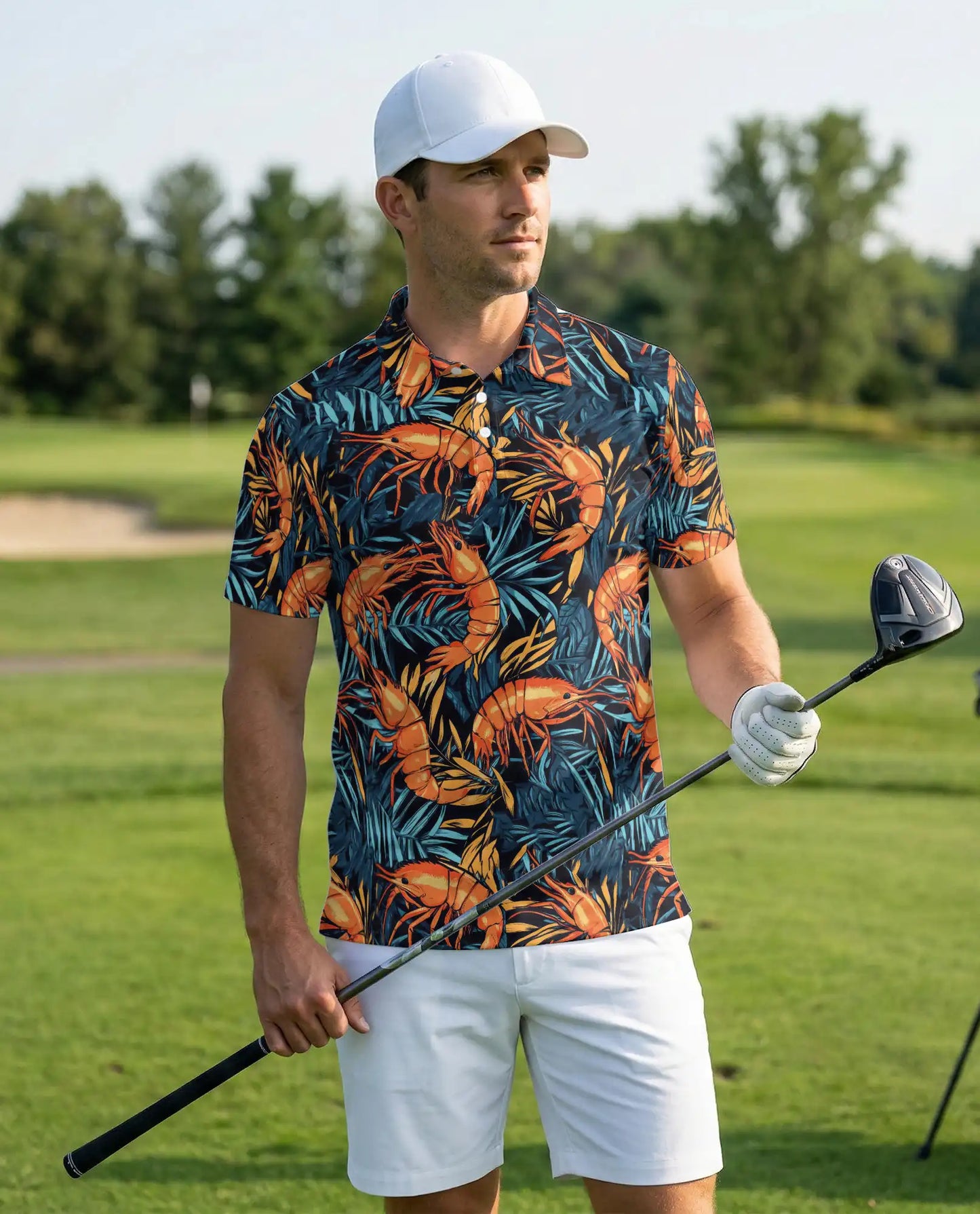 Tropical Shrimp Seafood 3D Polo Shirt for Men – Coastal Ocean Hawaiian Style | Netecom