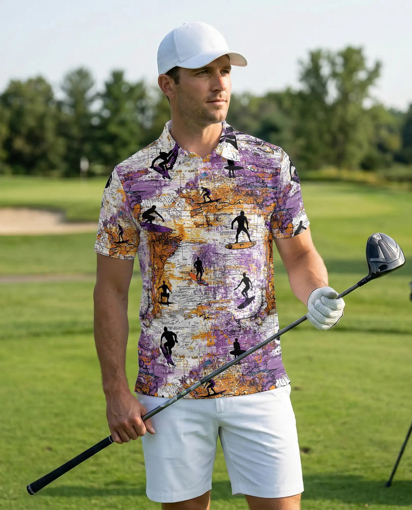 Surfing Map 3D Polo Shirt for Men | Netecom