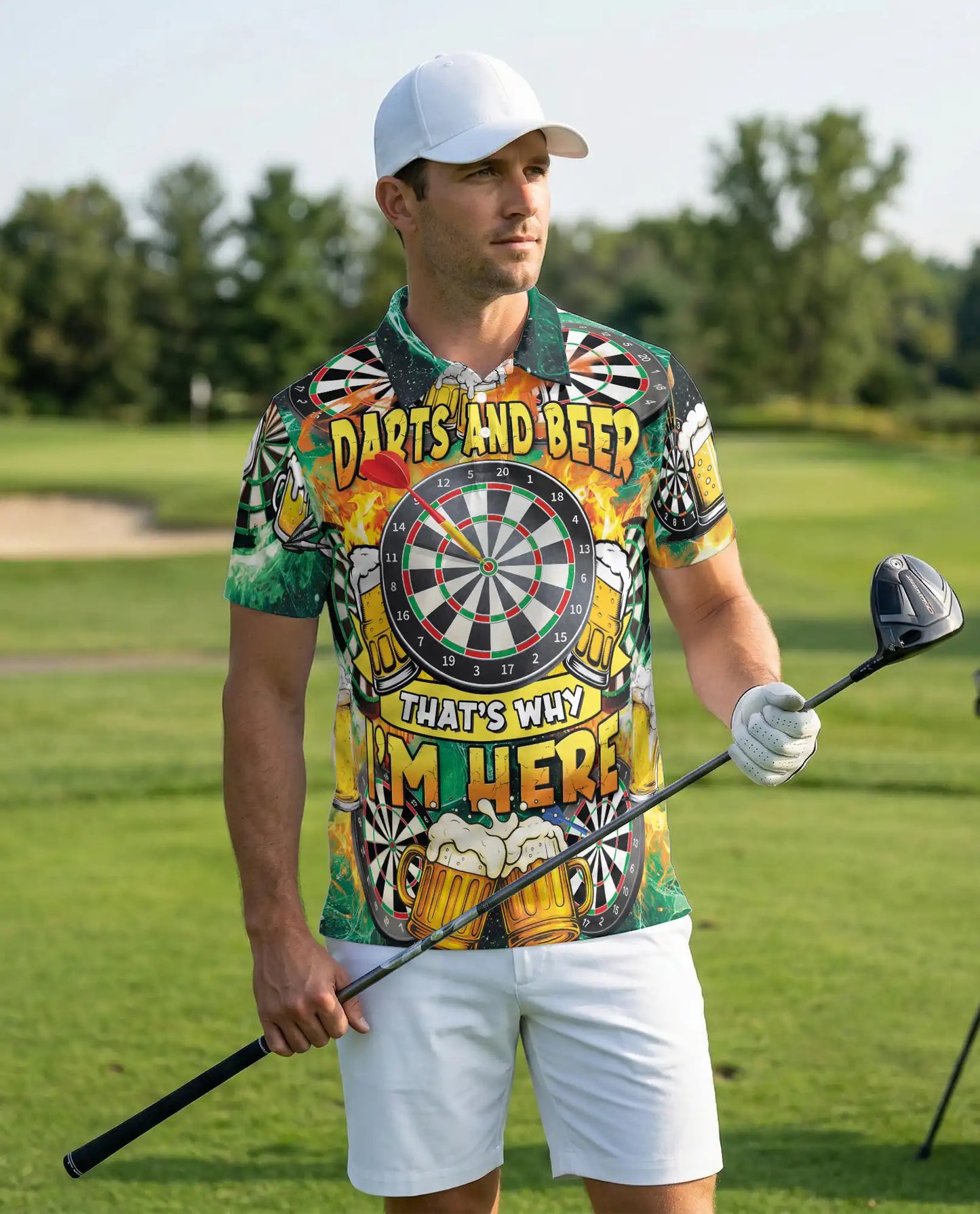 Darts And Beer Polo Shirt for Men-Dart Player Pub Game Beer Lover Shirt | Netecom