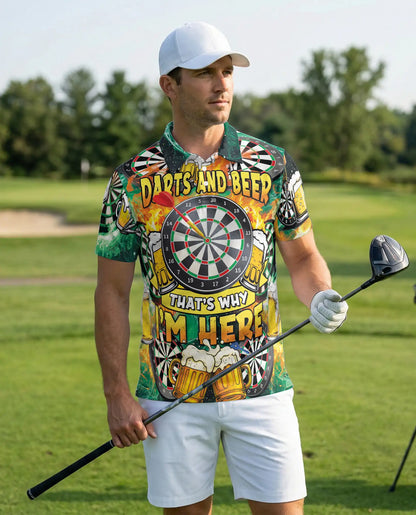 Darts And Beer Polo Shirt for Men-Dart Player Pub Game Beer Lover Shirt | Netecom