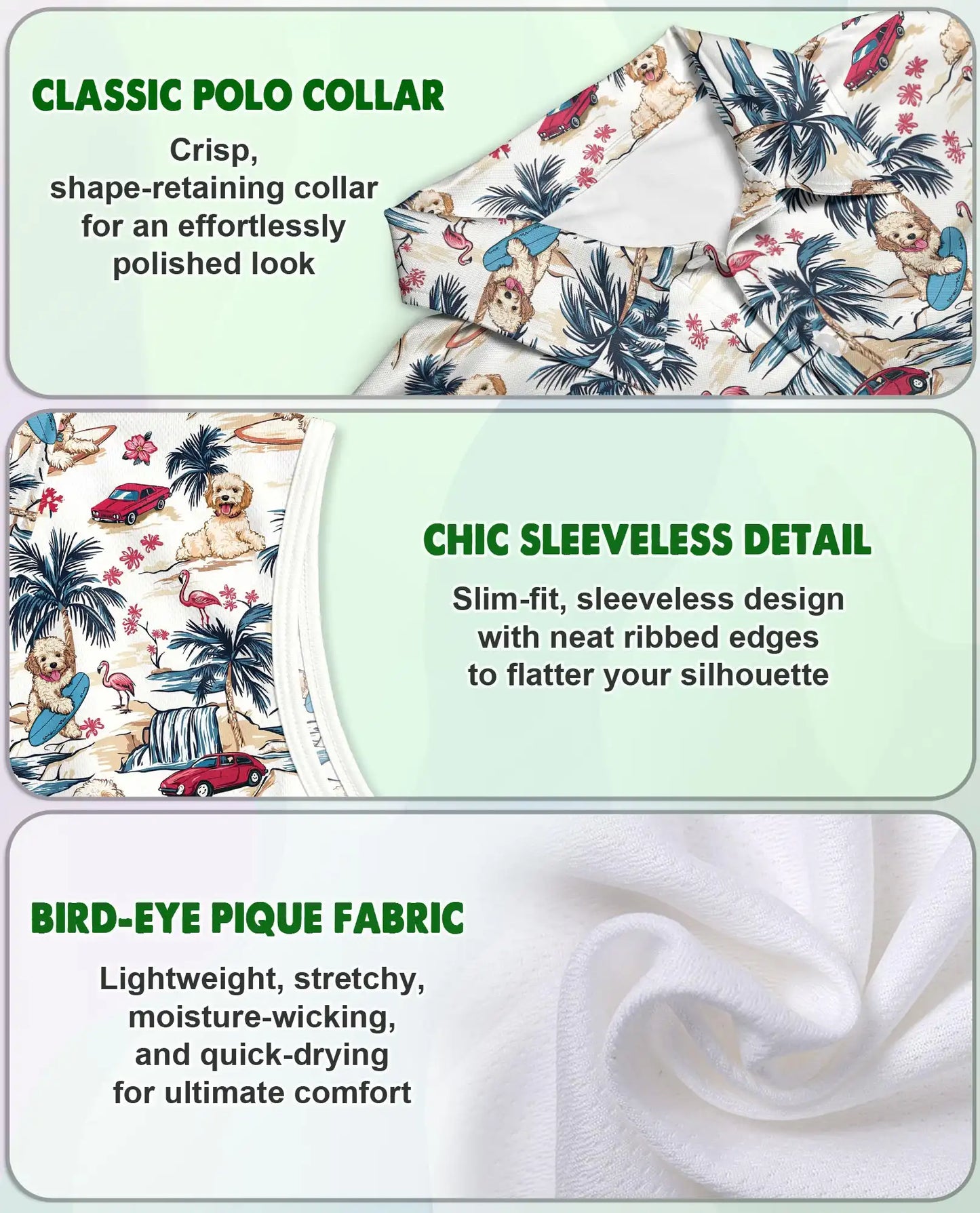 Tropical Dog Sleeveless Polo Shirt for Women – Cute Pet Summer Style | Netecom