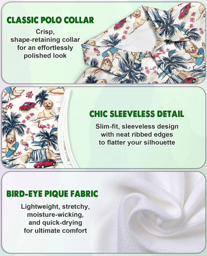 Tropical Dog Sleeveless Polo Shirt for Women – Cute Pet Summer Style | Netecom