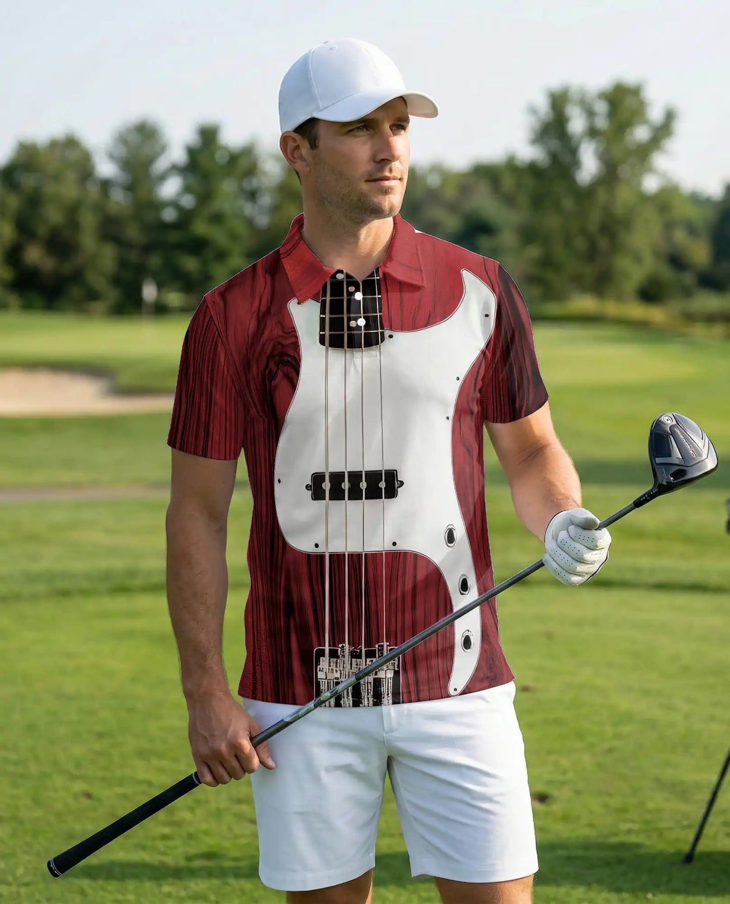 Bass Guitar 3D Polo Shirt for Men – Musician Rock Band Style | Netecom