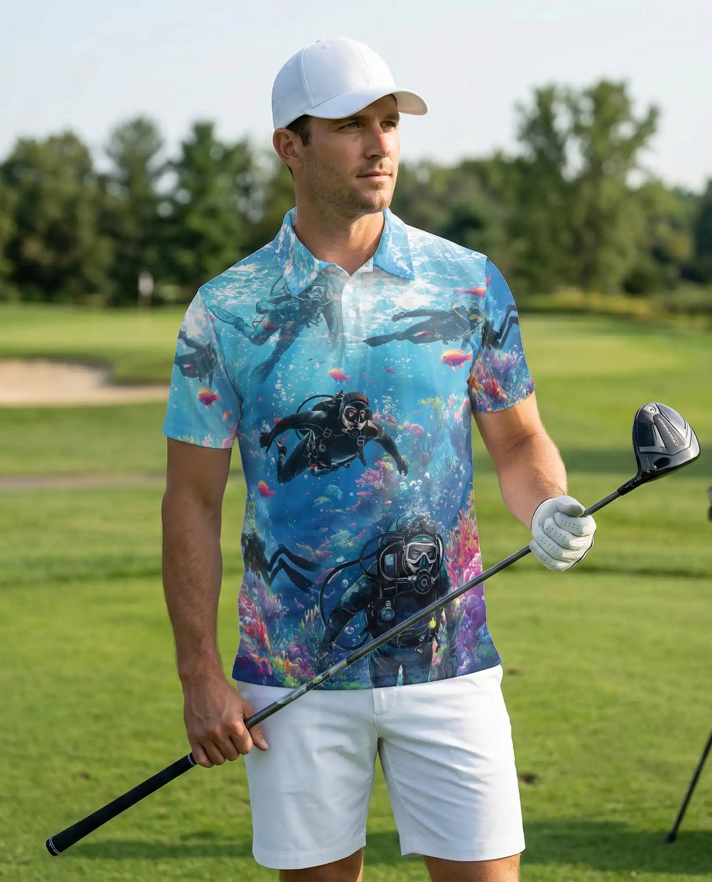 Scuba Diving Polo Shirt – Ocean Reef Print | Netecom
