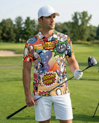 Funny Bowling 3D Polo Shirt for Men – Cartoon Comic Bowling Style | Netecom