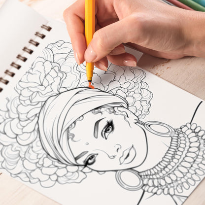 Beauty of Black Women Spiral Bound Coloring Book, Celebrate the Beauty of Black Women with 30 Captivating Coloring Pages