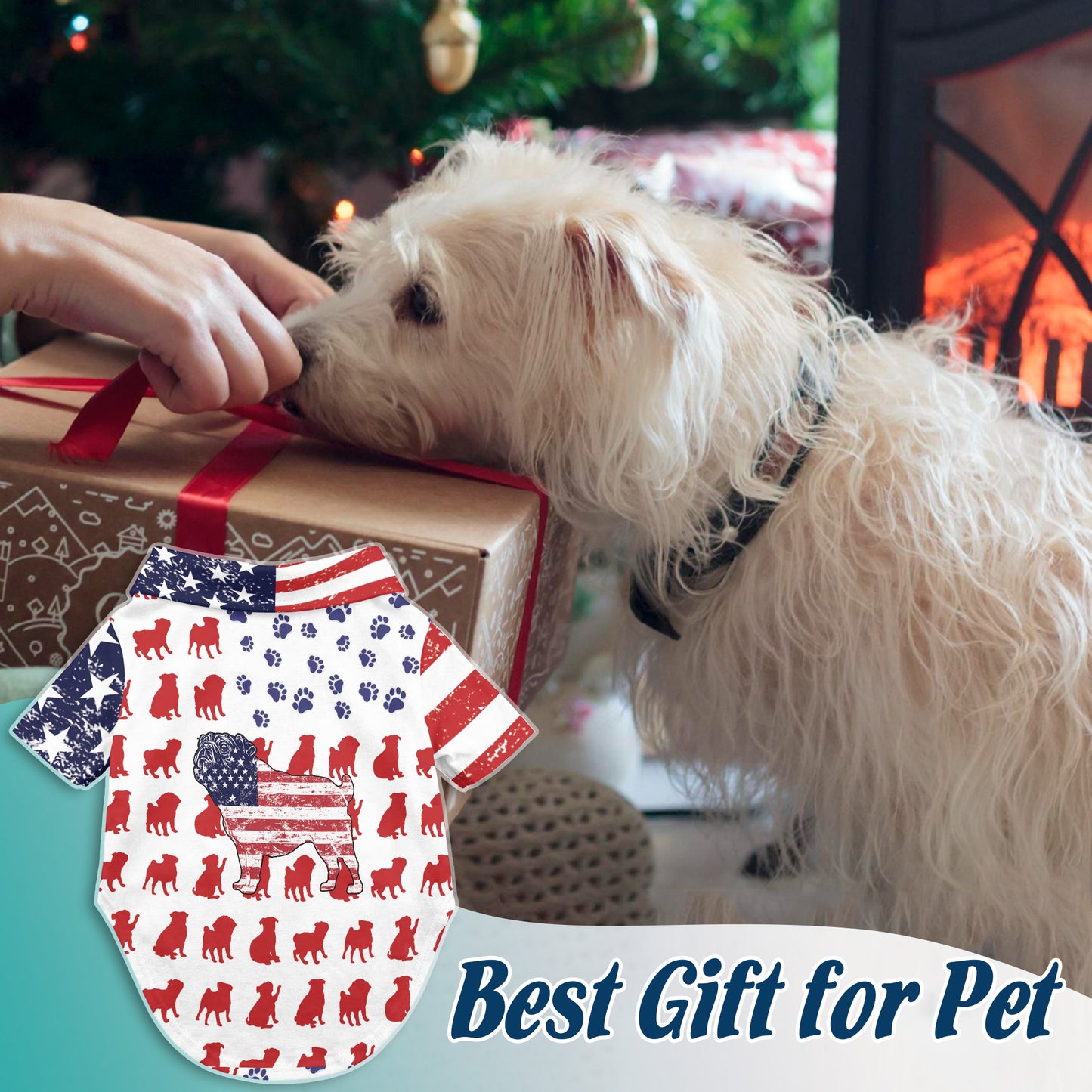 Netecom Matching Pug Flag Hawaiian Shirt for Dog and Owner, Aloha Summer Shirt, Pug Print Button Down Outfit for Pet and Human, Beach Vacation Casual Wear