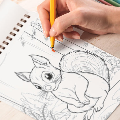 Animals In Woodland Spiral Bound Coloring Book, Unleash Your Creativity with 30 Coloring Pages, Bringing to Life the Majestic and Playful Animals of the Woodland