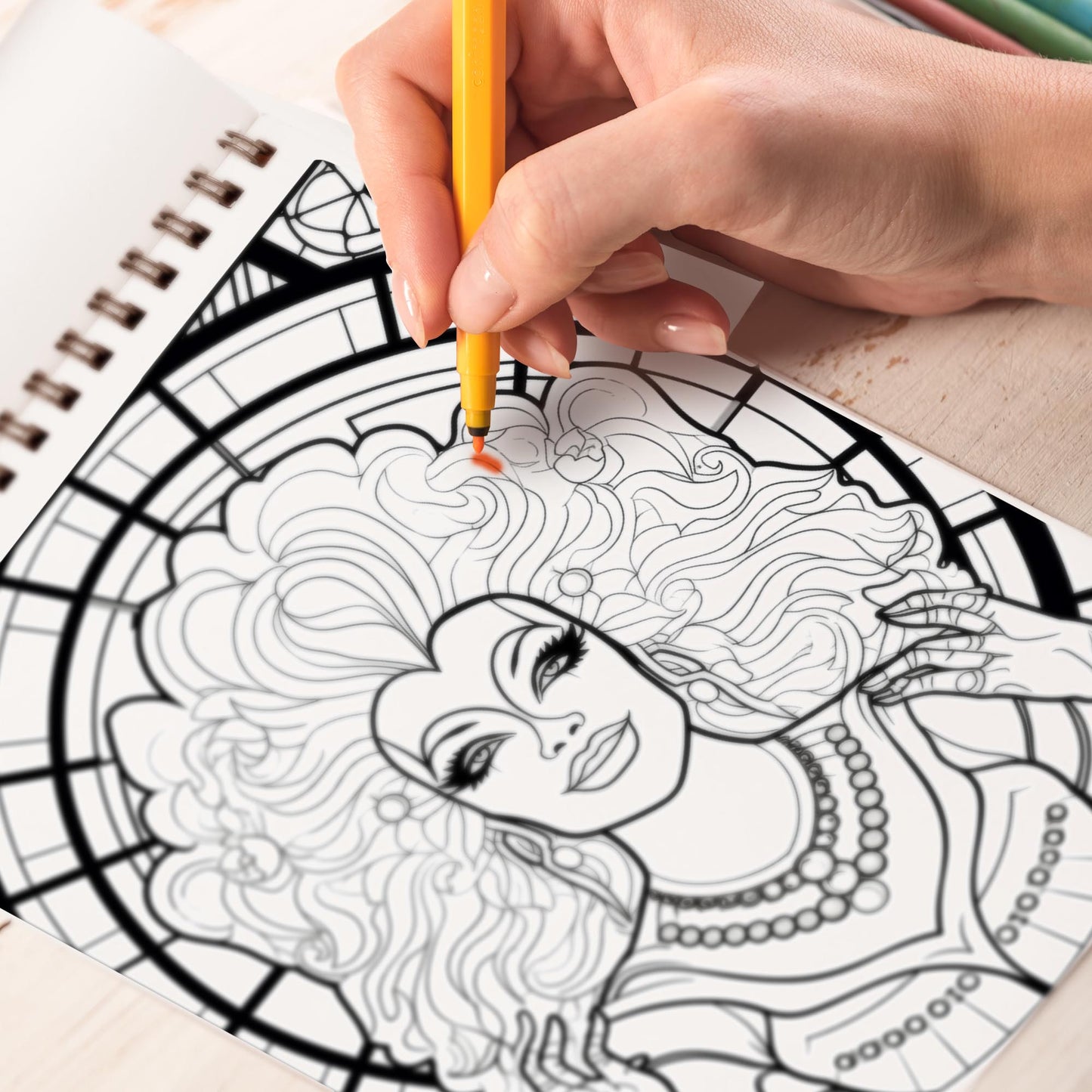 Stained Glass Drag Queen Spiral Bound Coloring Book, Embark on a Dazzling Coloring Adventure with 30 Stained Glass-Inspired Illustrations of Drag Queens, Fostering Empowerment and Glamour