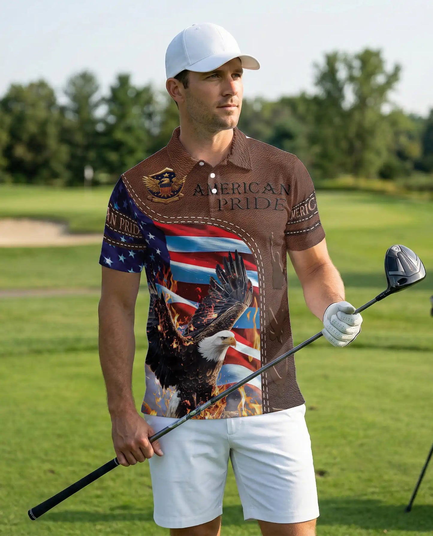 American Eagle Flag 3D Polo Shirt for Men – Patriotic USA Pride Style | Netecom