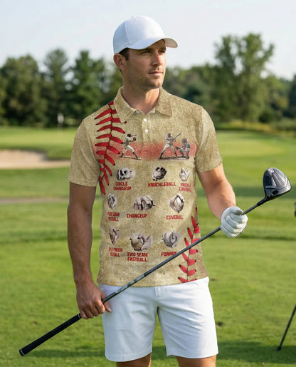 Baseball Pitch Types Polo Shirt – Vintage Style | Netecom