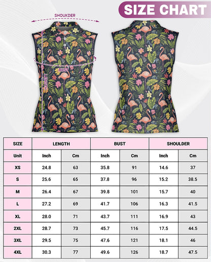 Flamingo Hibiscus Tropical Sleeveless Polo Shirt for Women | Netecom