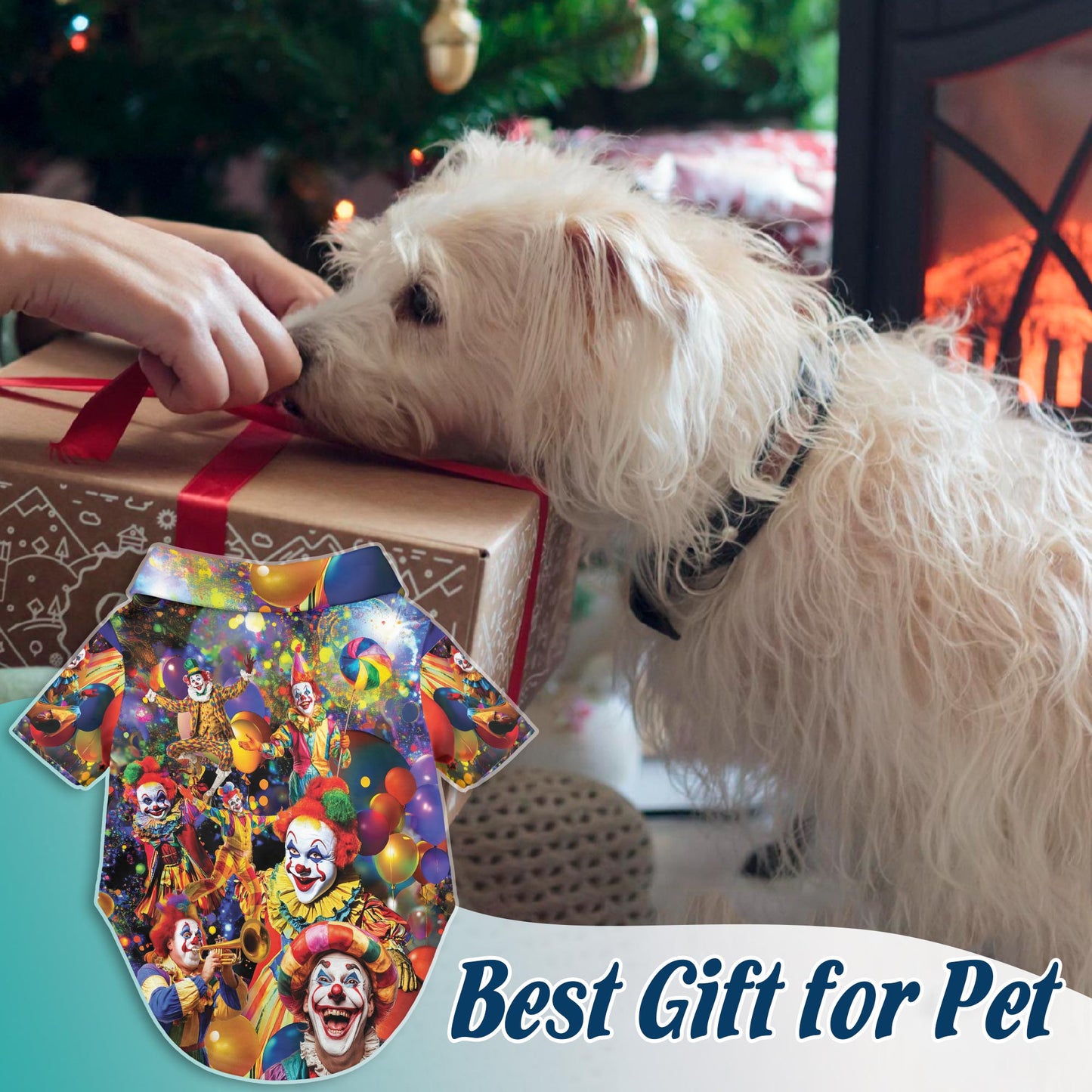 Netecom Matching More Clown Less Frowning Hawaiian Shirt for Dog and Owner, Funny Aloha Summer Shirt, Clown Print Button Down Outfit for Pet and Human, Beach Vacation Casual Wear