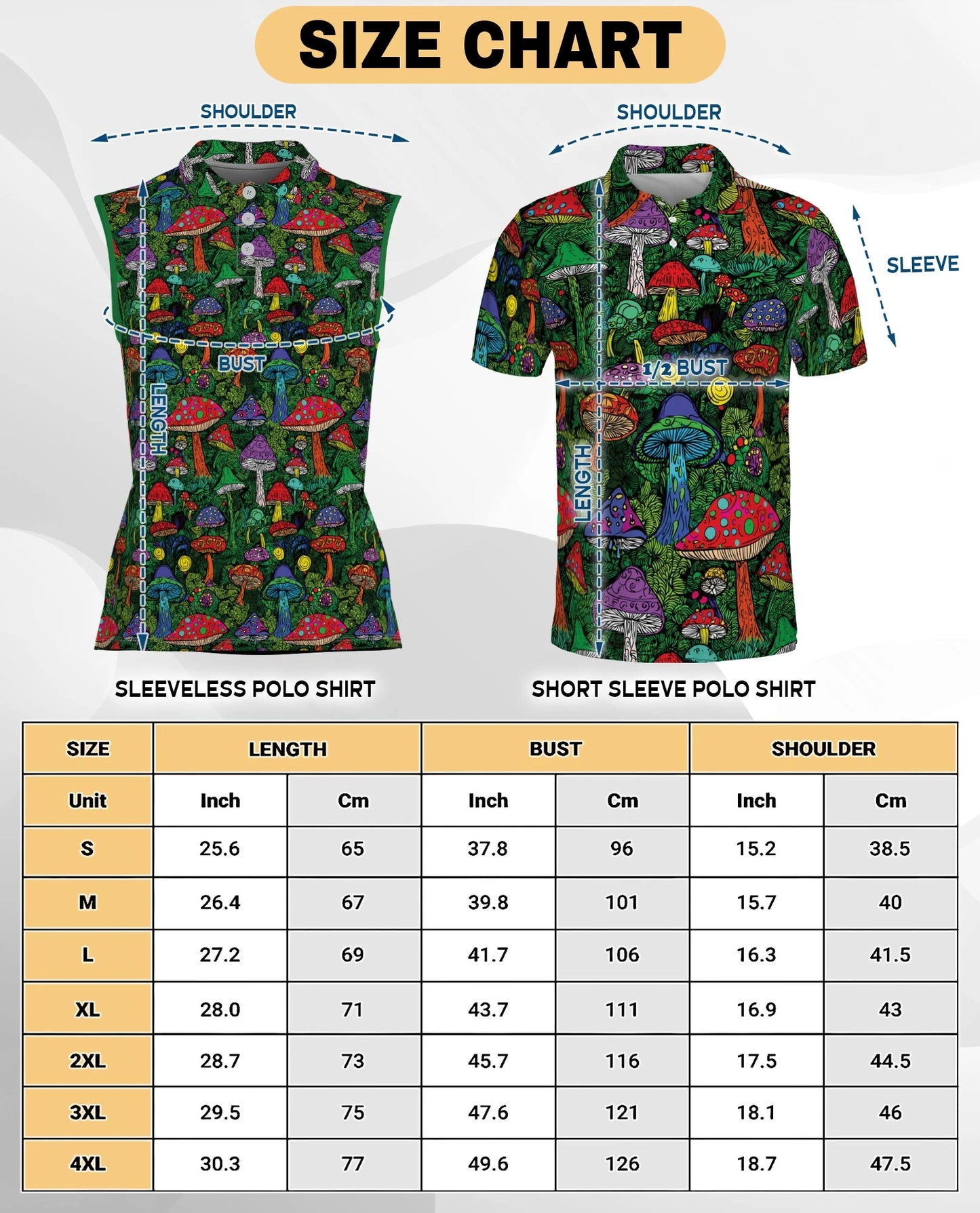 Hippie Vintage Mushroom Sleeveless Polo Shirt for Women | Netecom