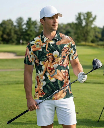 Vintage Pin Up Tropical Polo Shirt | Netecom