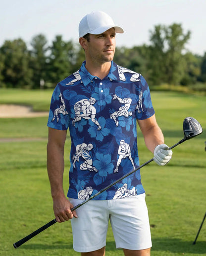 Wrestling Tropical Polo Shirt – Hibiscus Sports Print | Netecom