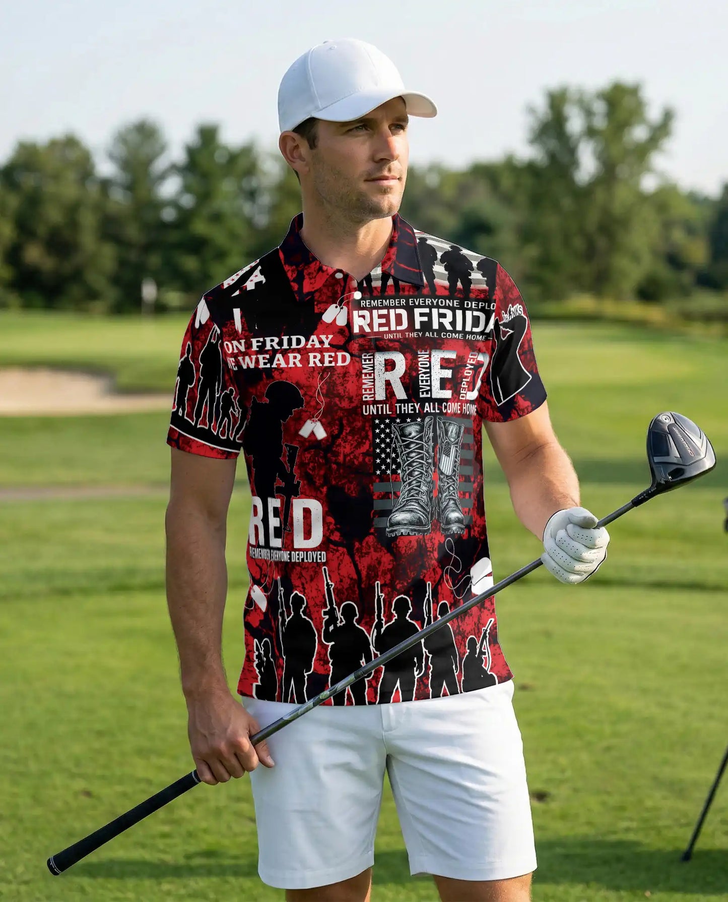 Military Support Patriotic Polo Shirt-Red Friday Inspired Design | Netecom