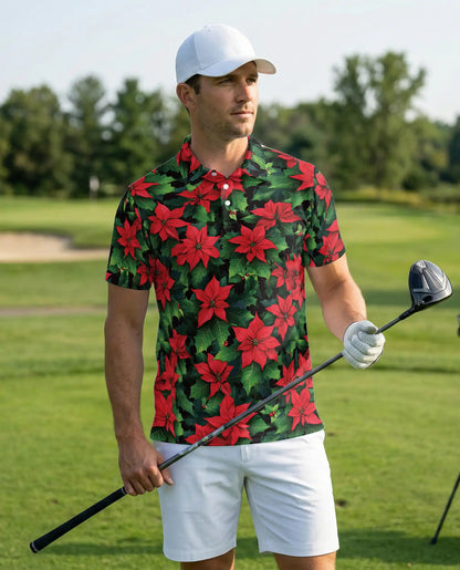 Christmas Poinsettia Polo Shirt | Netecom