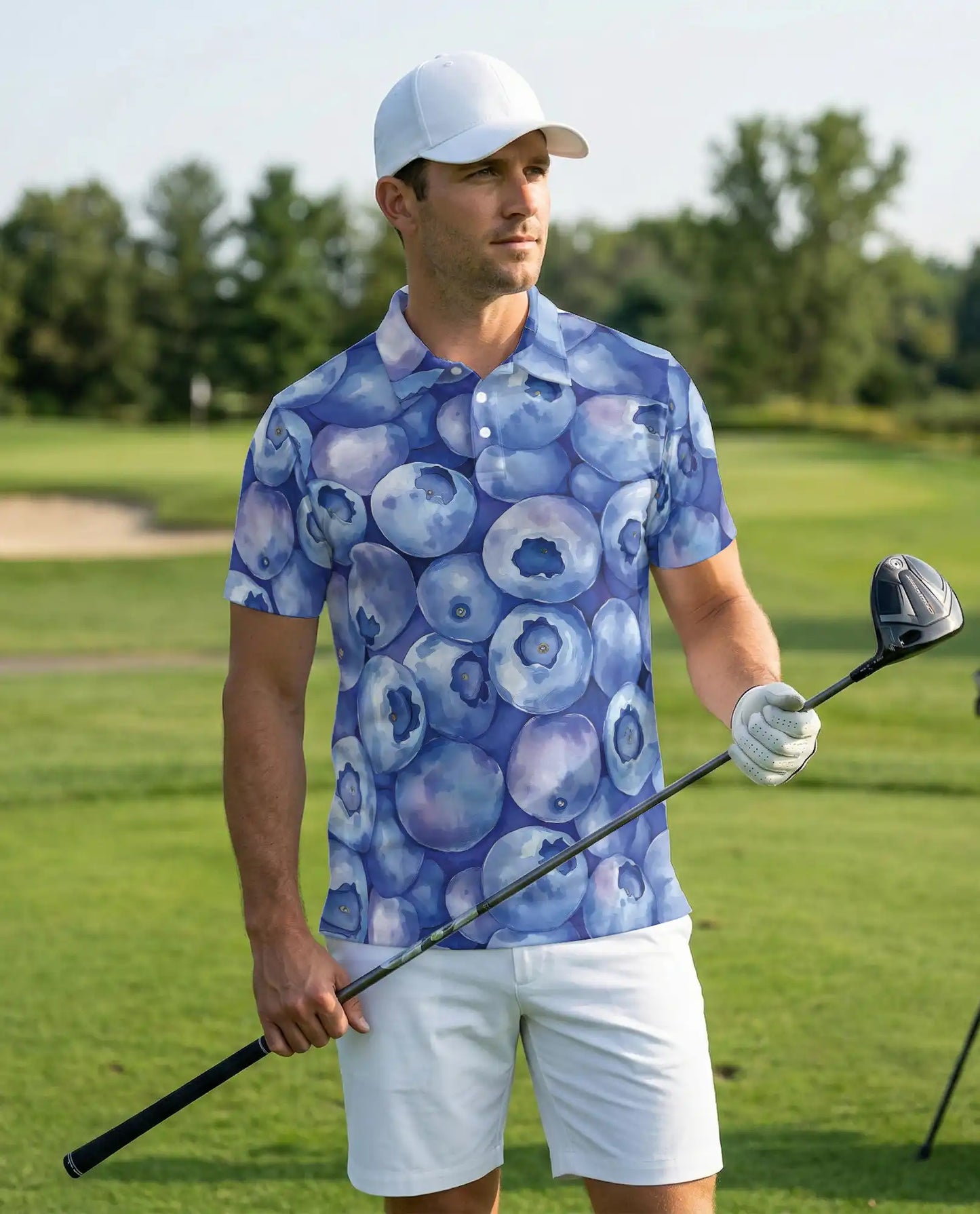 Blueberry Patten Polo Shirt For Men – Summer Fruit Print | Netecom