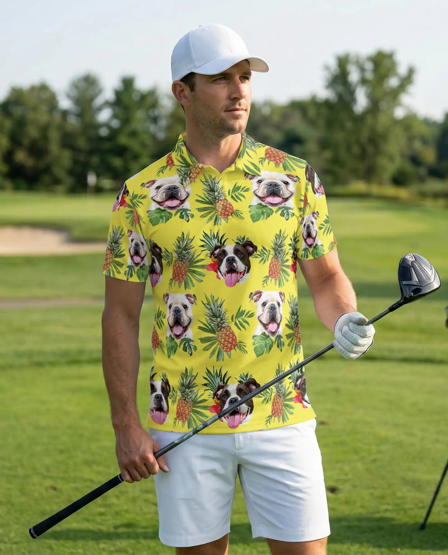 Bulldog Pineapple Hawaiian Polo Shirt | Netecom