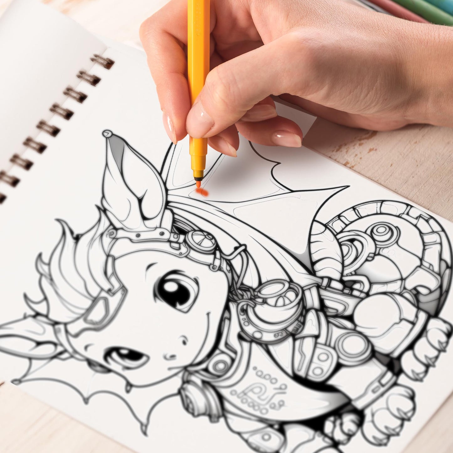 Baby Steampunk Dragon Spiral Bound Coloring Book, Unleash Your Creativity with 30 Whimsical Coloring Pages of Baby Steampunk Dragons