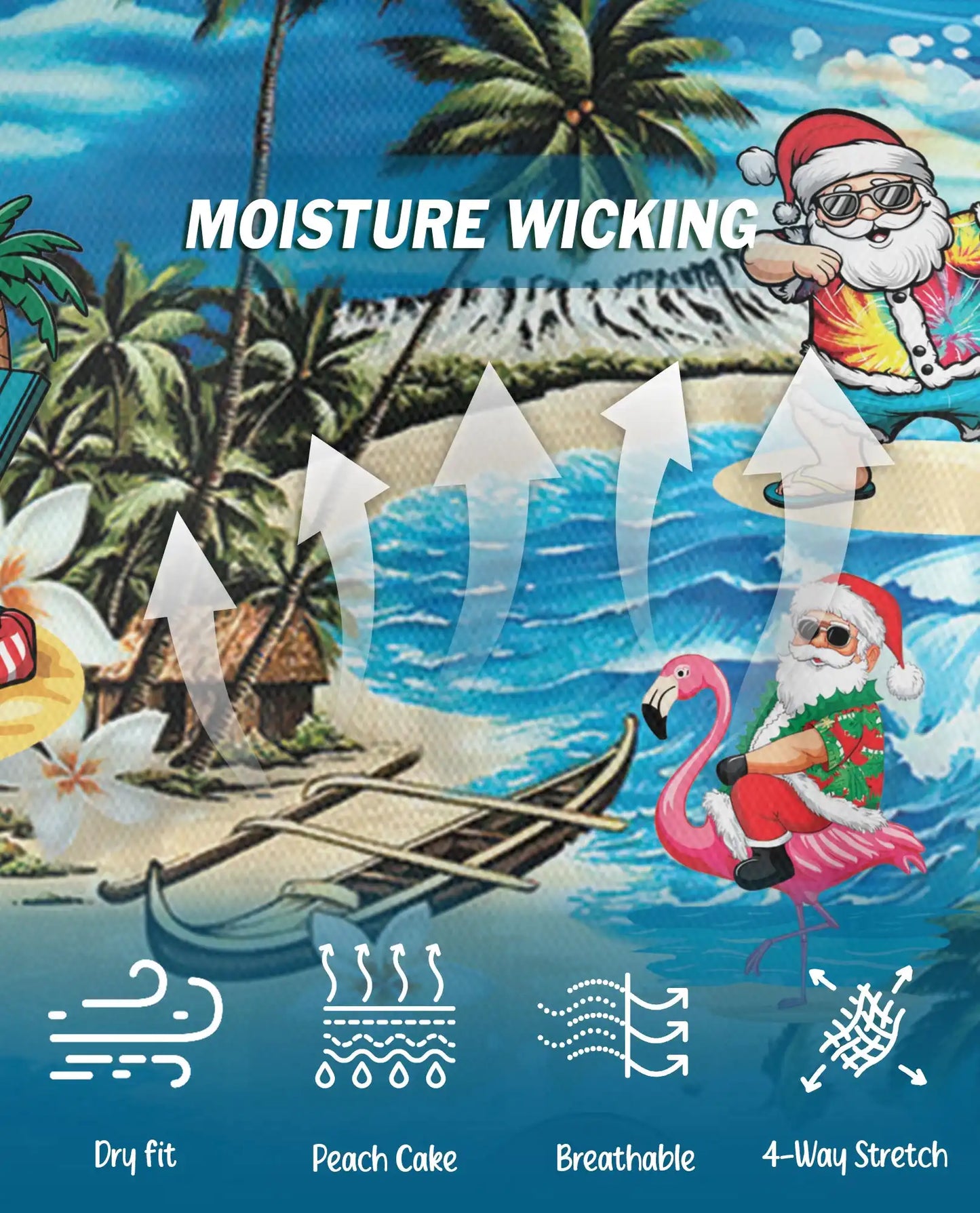 Tropical Santa Beach Christmas Polo Shirt for Men-Surfing Santa Hawaiian | Netecom