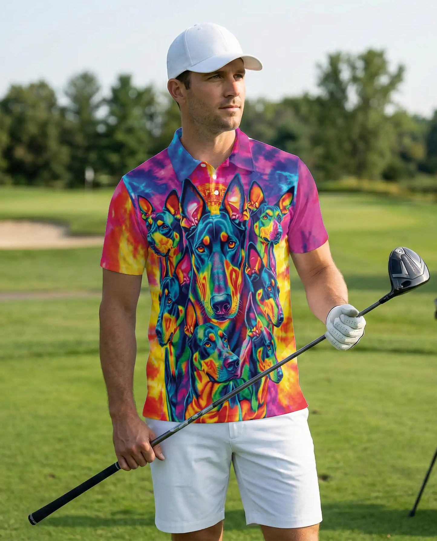 Doberman Neon Polo Shirt – Psychedelic Dog Style | Netecom
