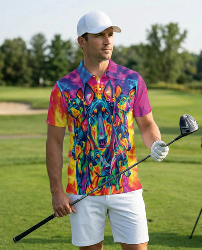 Doberman Neon Polo Shirt – Psychedelic Dog Style | Netecom