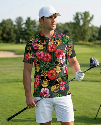 Skull Pineapple Polo Shirt – Tropical Gothic Style | Netecom